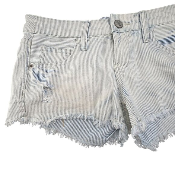 Mossimo Juniors Shorts Blue White Striped Distressed Denim Shorts Size 5 JJ3926 - Picture 5 of 7